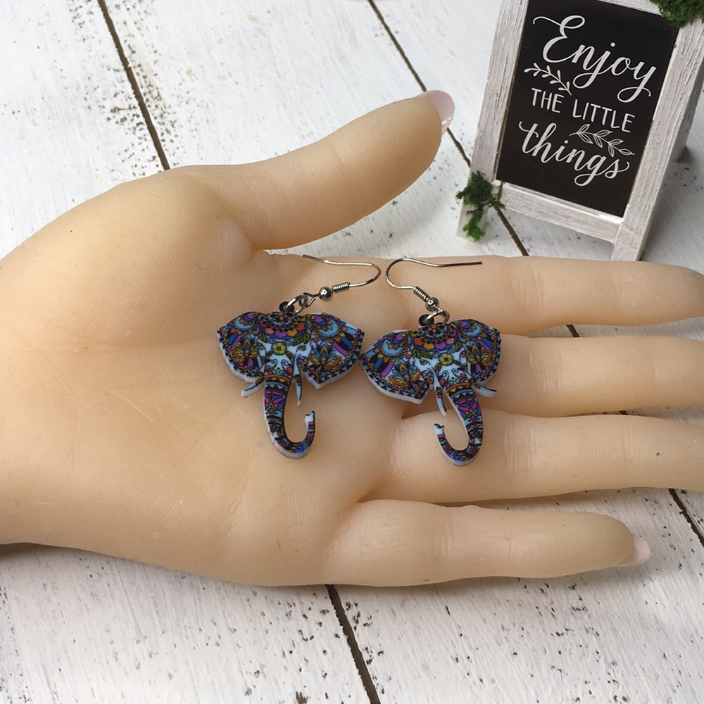 Elephant Acrylic Earrings - Picture 6 of 6